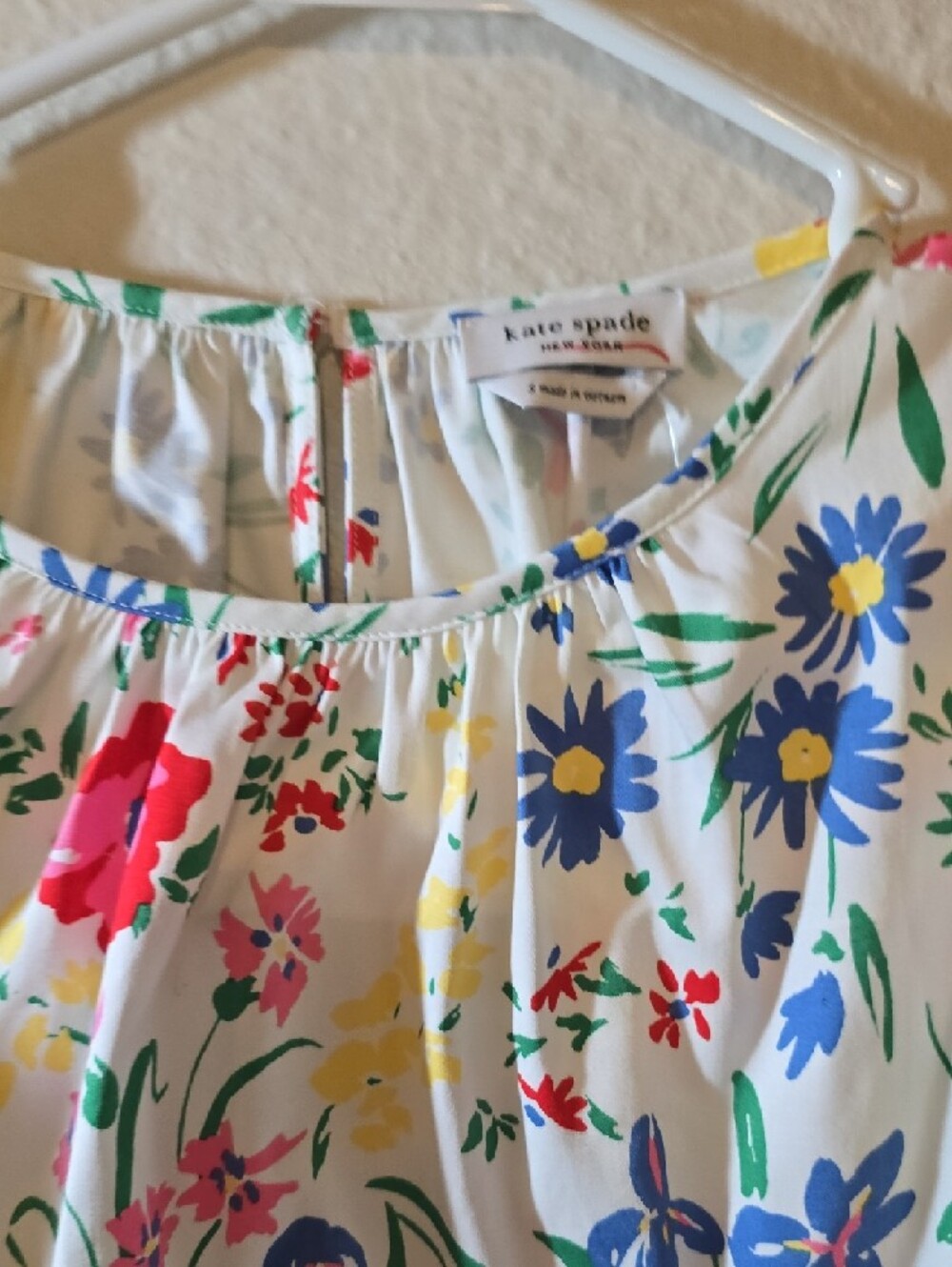 kate spade White Floral Ruffle Sleeve Blouse - Picture 3 of 8